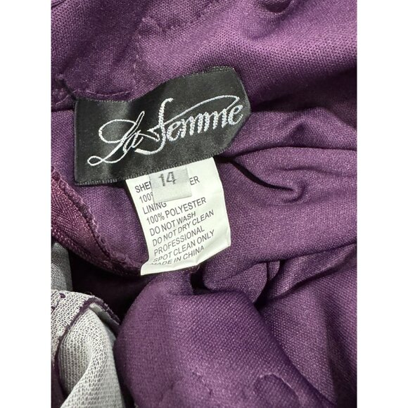 La Femme Women's Dark Berry Off The Shoulder High Slit Dress 14 - Picture 5 of 6